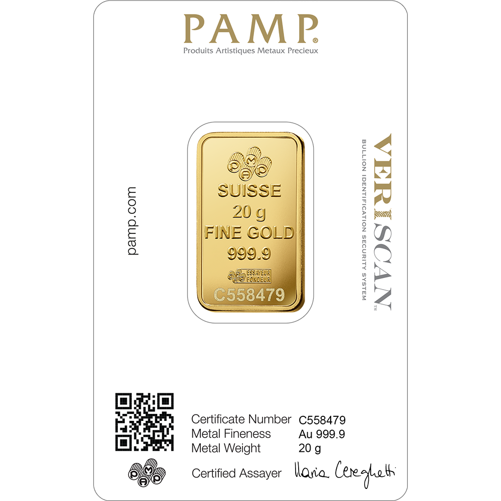 20g Gold PAMP Suisse Minted Bar