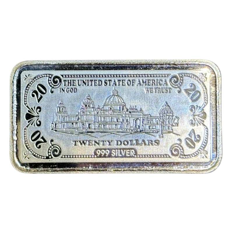 20g Silver 20 Dollar US Dollar Bill Minted Bar