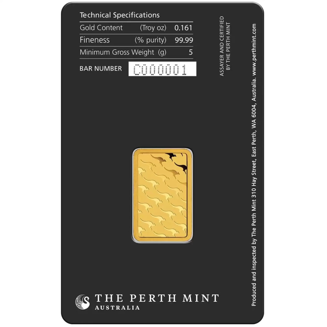5g Gold Minted Bar Perth Mint