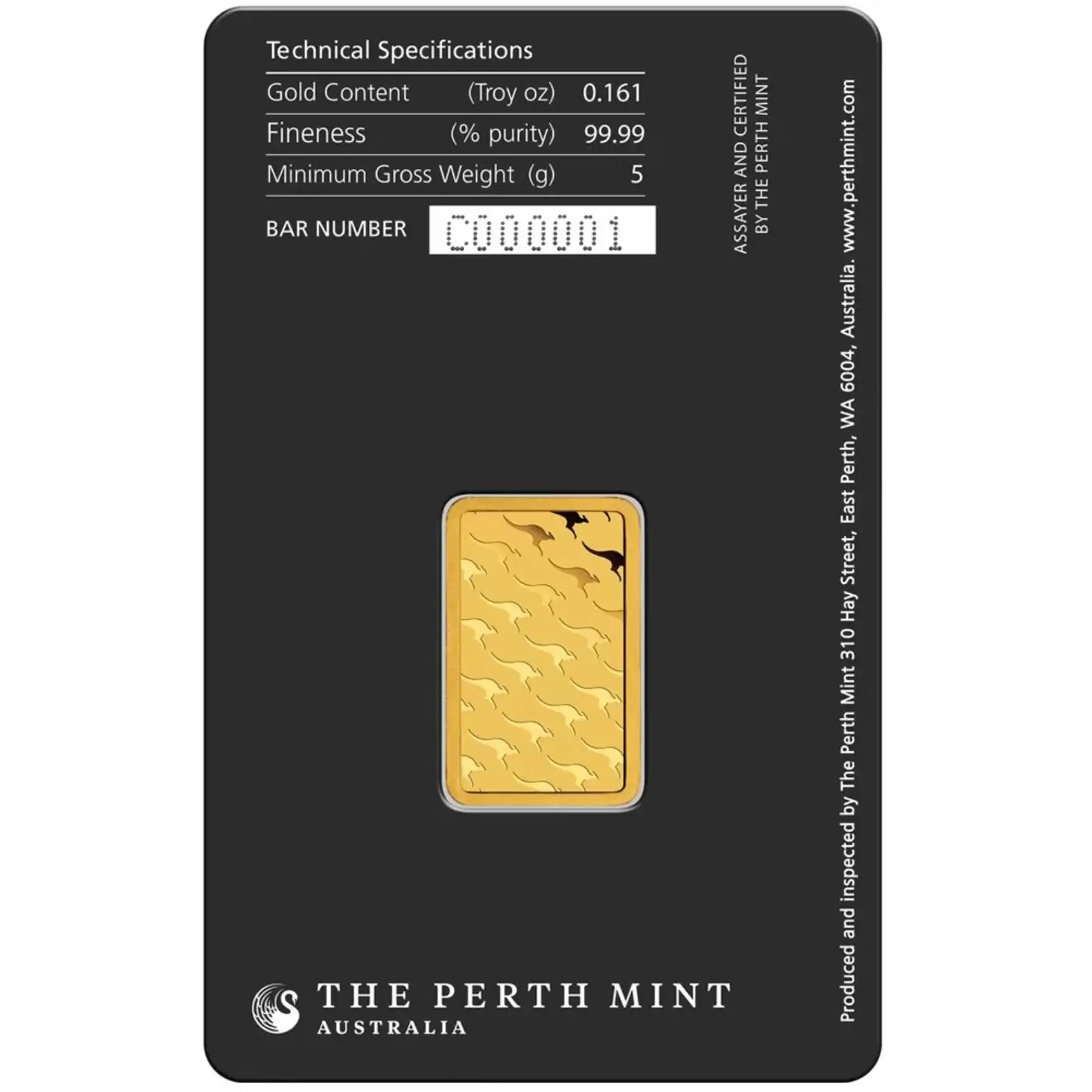 5g Gold Minted Bar Perth Mint