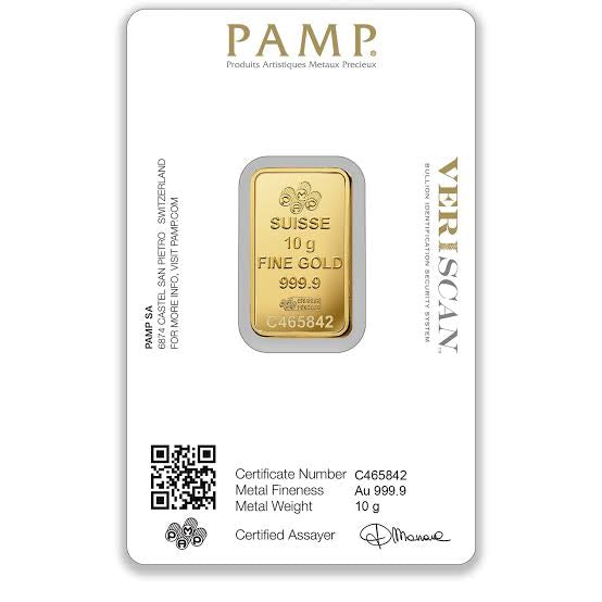 10g Gold PAMP Suisse Minted Bar