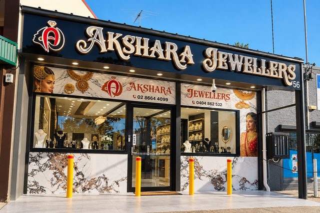 Akshara Jewellers shopfront at 56 Garfield Road East, Riverstone