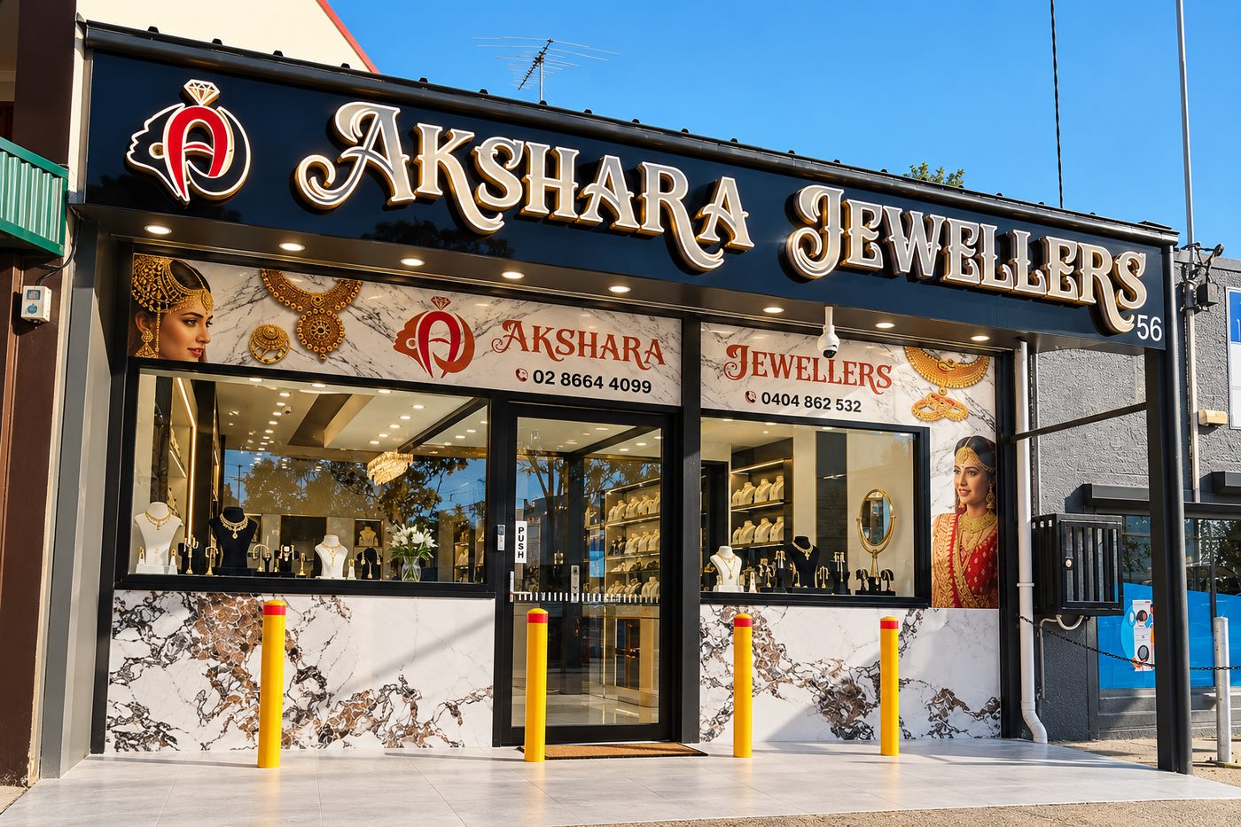 Akshara Jewellers shopfront at 56 Garfield Road East, Riverstone